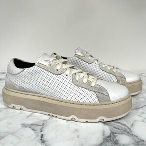 P448 Aerial Sneakers Perforated White Leather Woman’s Size 38 US 7.5/8